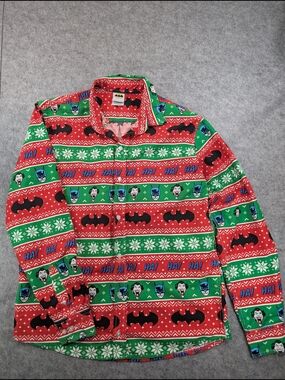 Mad Engine DC Comics Batman Joker Button Up Shirt Holidays Christmas - Medium
